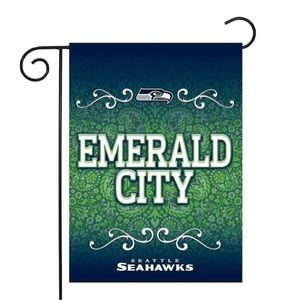 Seattle Seahawks Garden Flag with Hardware Stand Emerald City 13” X 18”